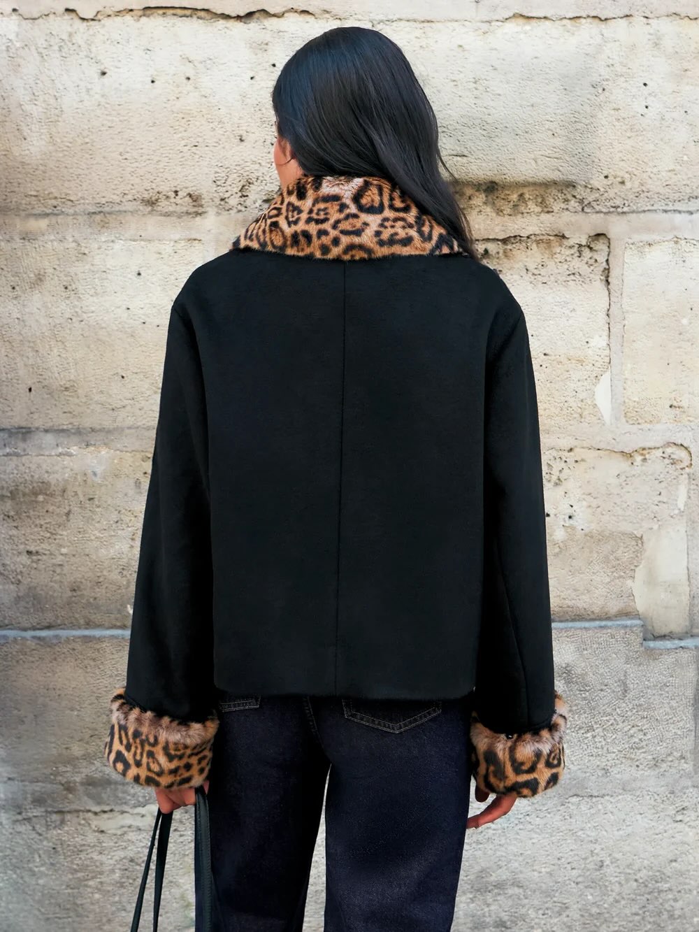 Astrid Leopard Faux Fur Trim Jacket