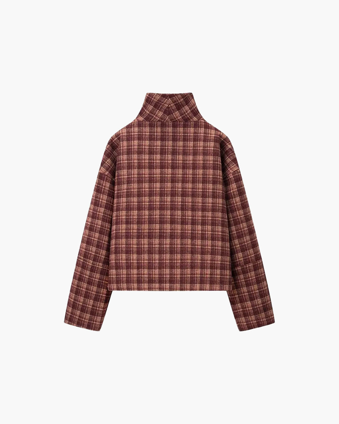 Edith Plaid Wool-Blend Coat in burgundy plaid – product shot