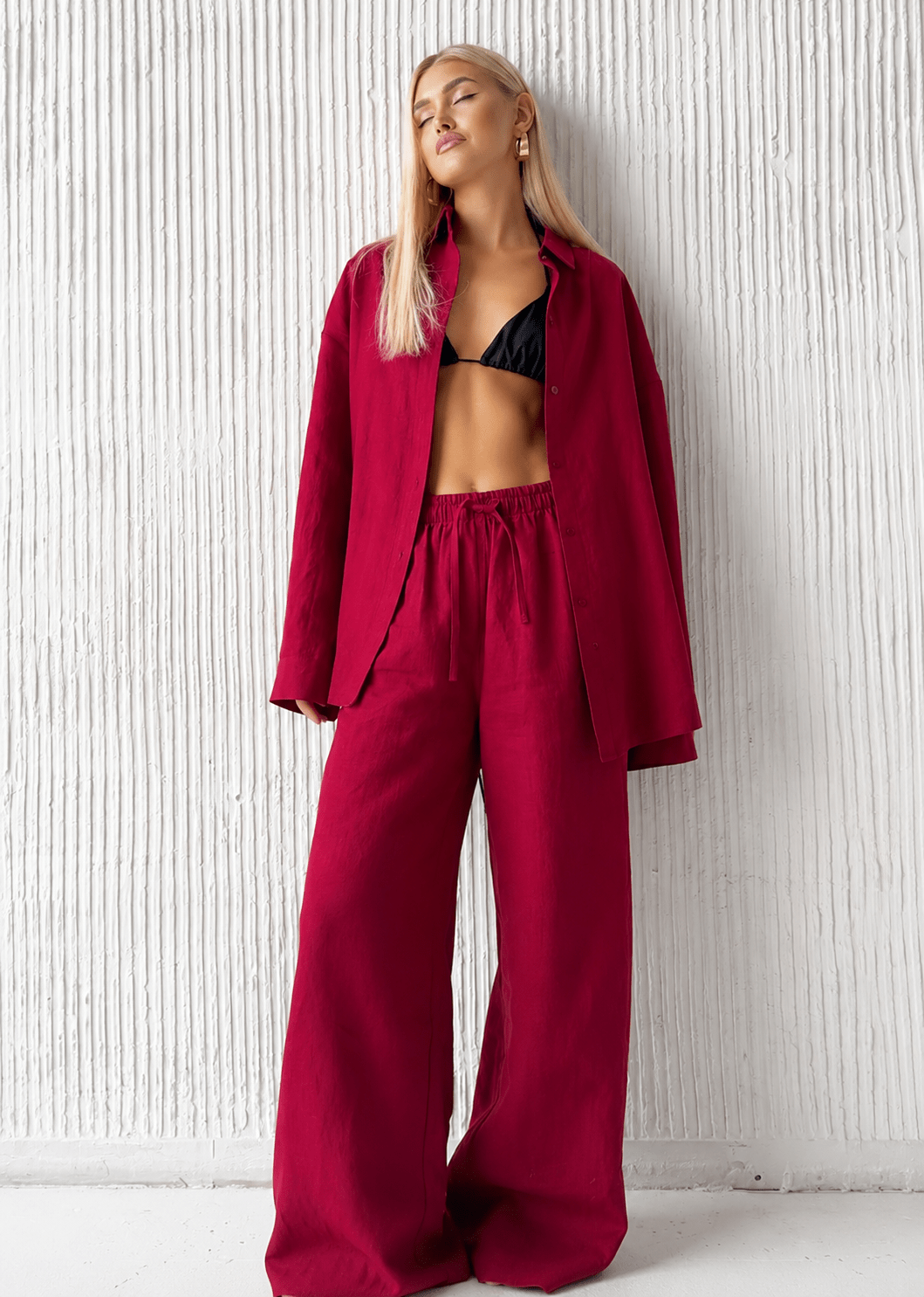 Adero Relaxed Cotton Shirt & Wide-Leg Pants Set