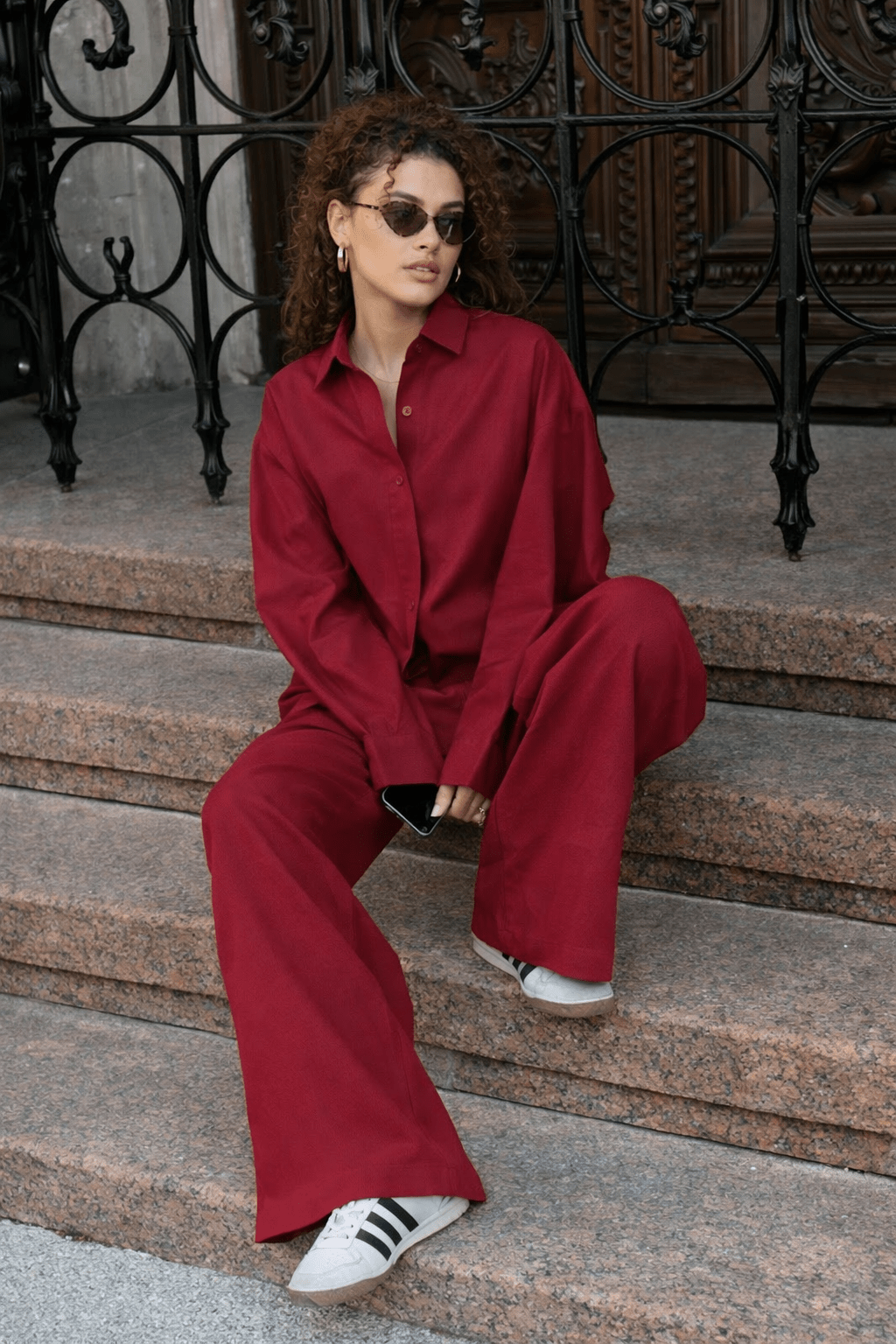 Adero Relaxed Cotton Shirt & Wide-Leg Pants Set