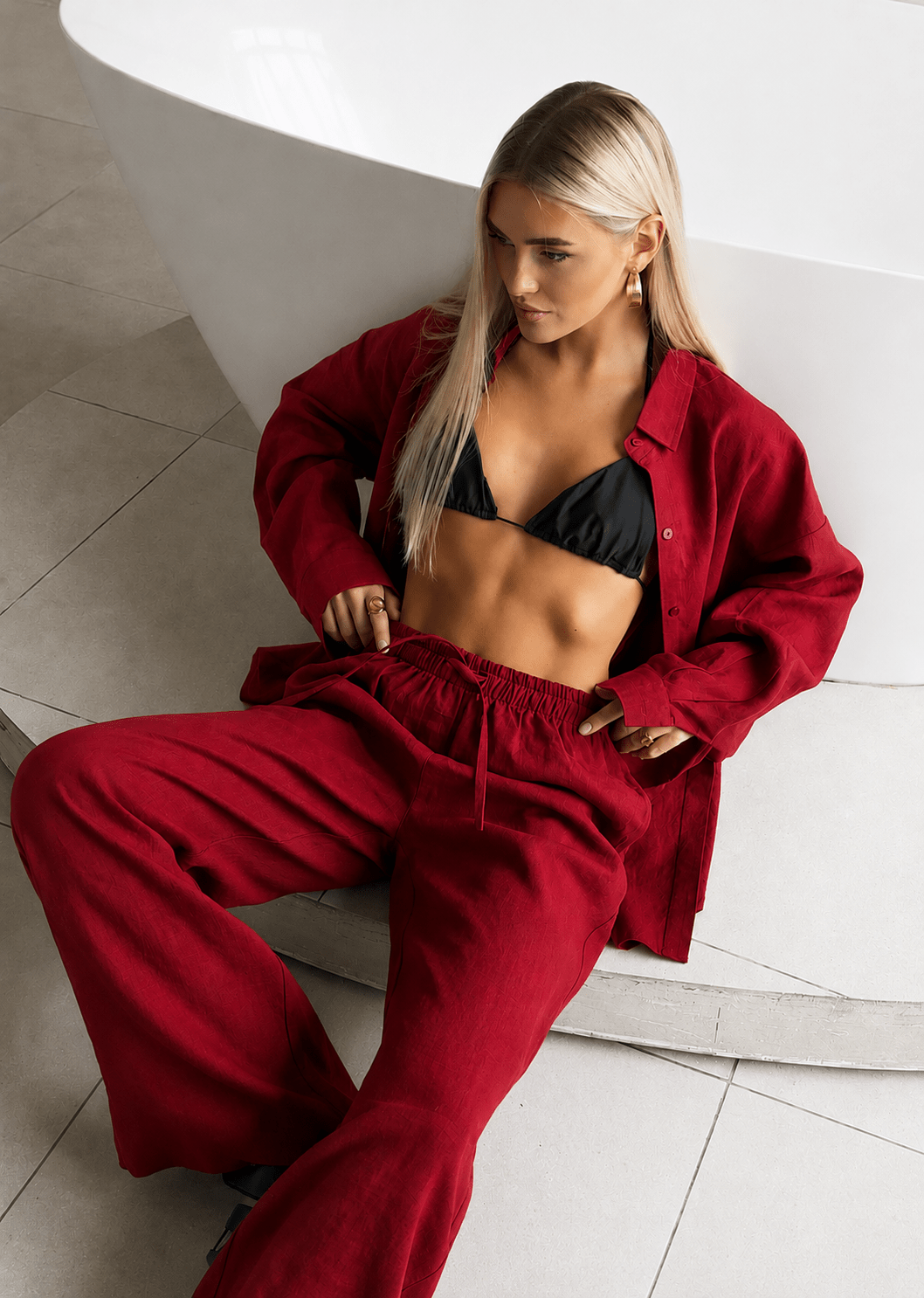 Adero Relaxed Cotton Shirt & Wide-Leg Pants Set