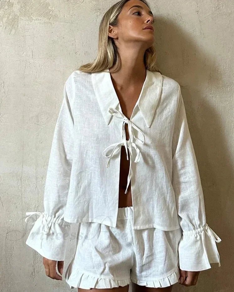 Conjunto Adina elegante de duas peças em algodão
