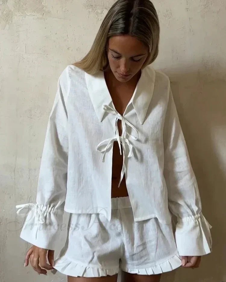 Conjunto Adina elegante de duas peças em algodão