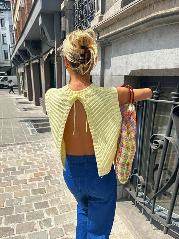 Aedla Open-Back Knitted Sleeveless Top
