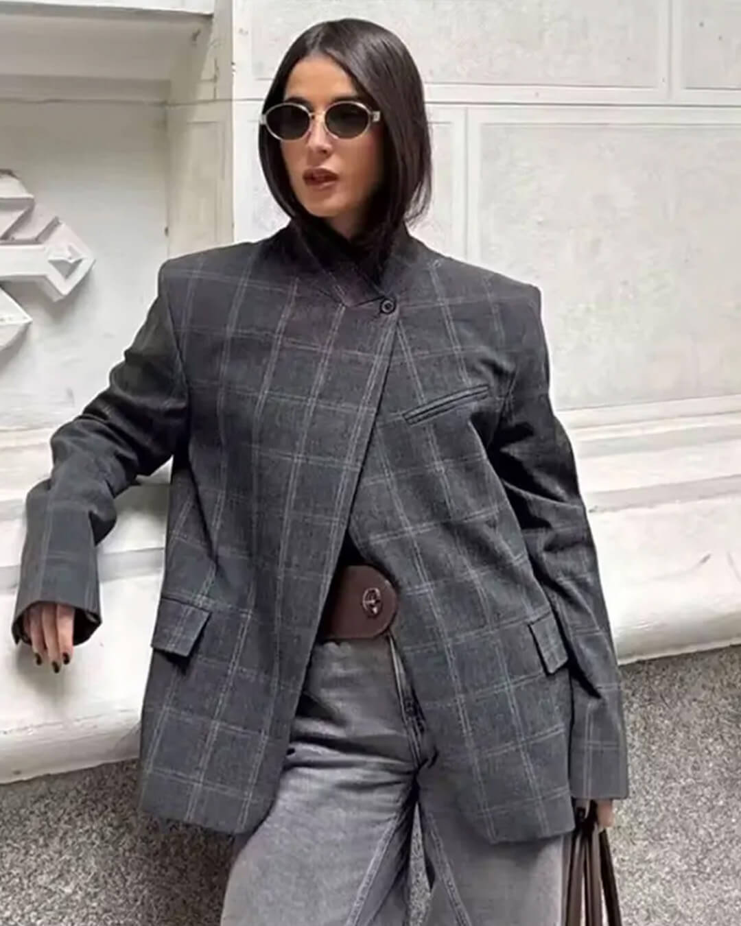 Blazer de gola subida aos quadrados Aerona