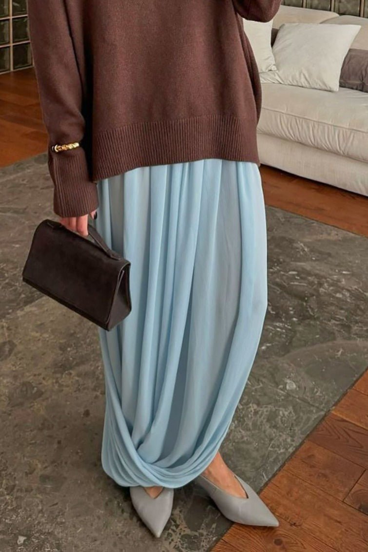 Saia maxi fluida Afroza em chiffon
