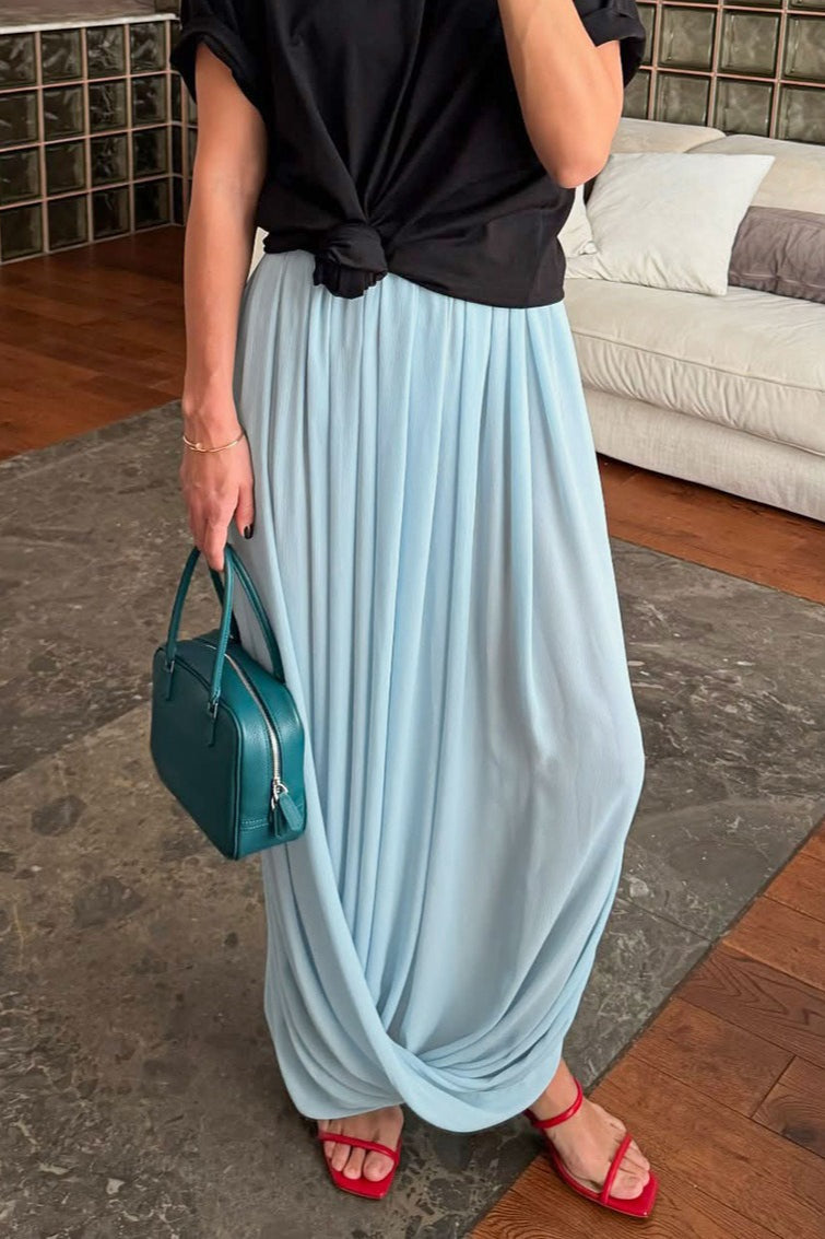 Saia maxi fluida Afroza em chiffon