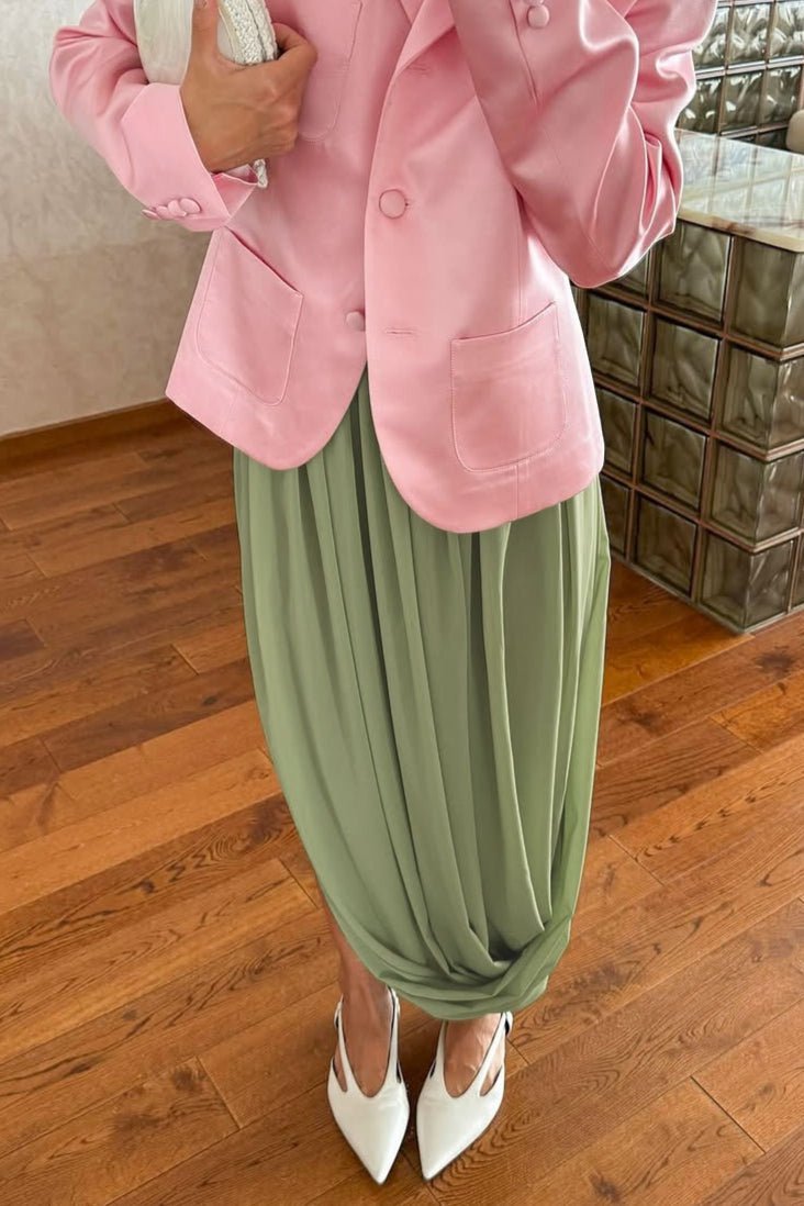Saia maxi fluida Afroza em chiffon