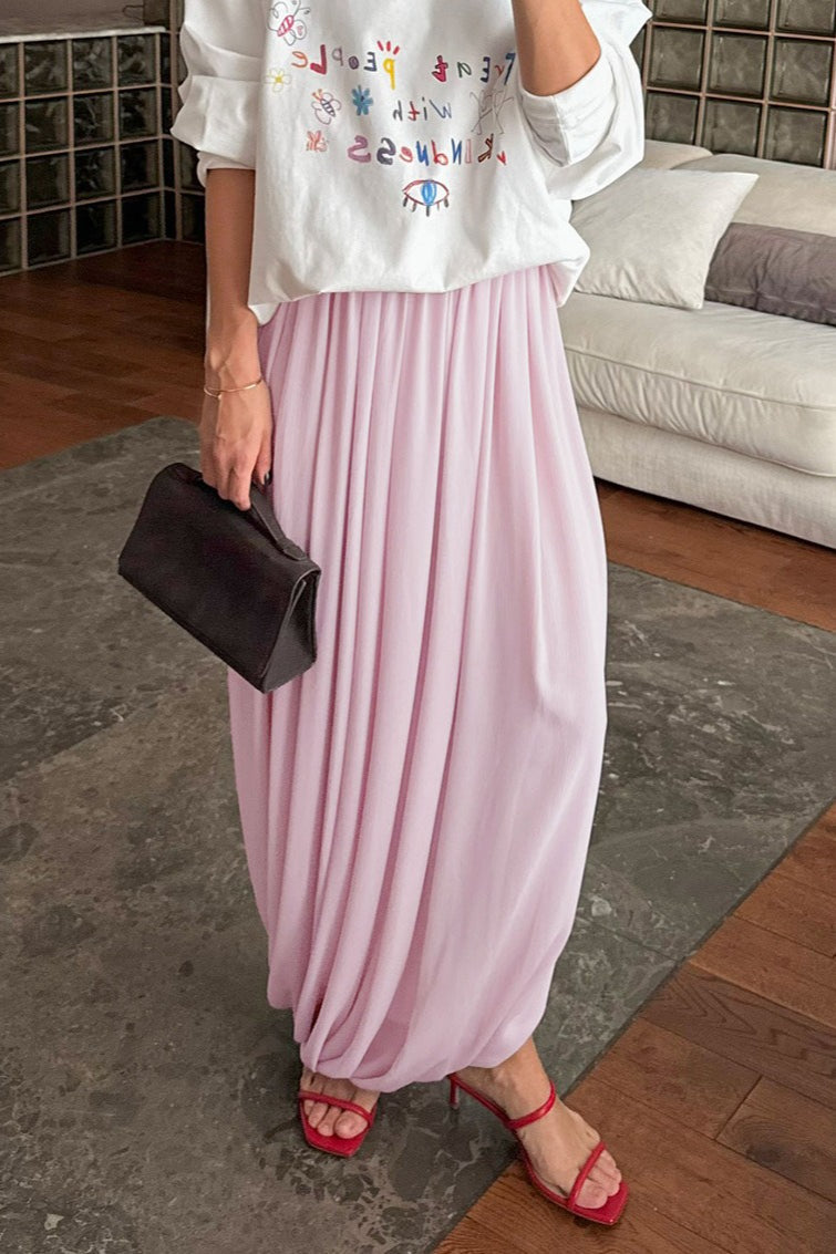 Saia maxi fluida Afroza em chiffon