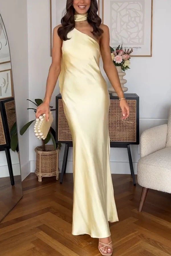 Vestido de noite de um ombro Airuna
