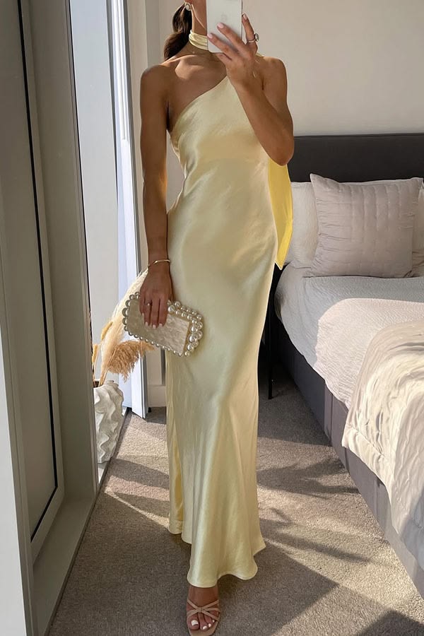Vestido de noite de um ombro Airuna