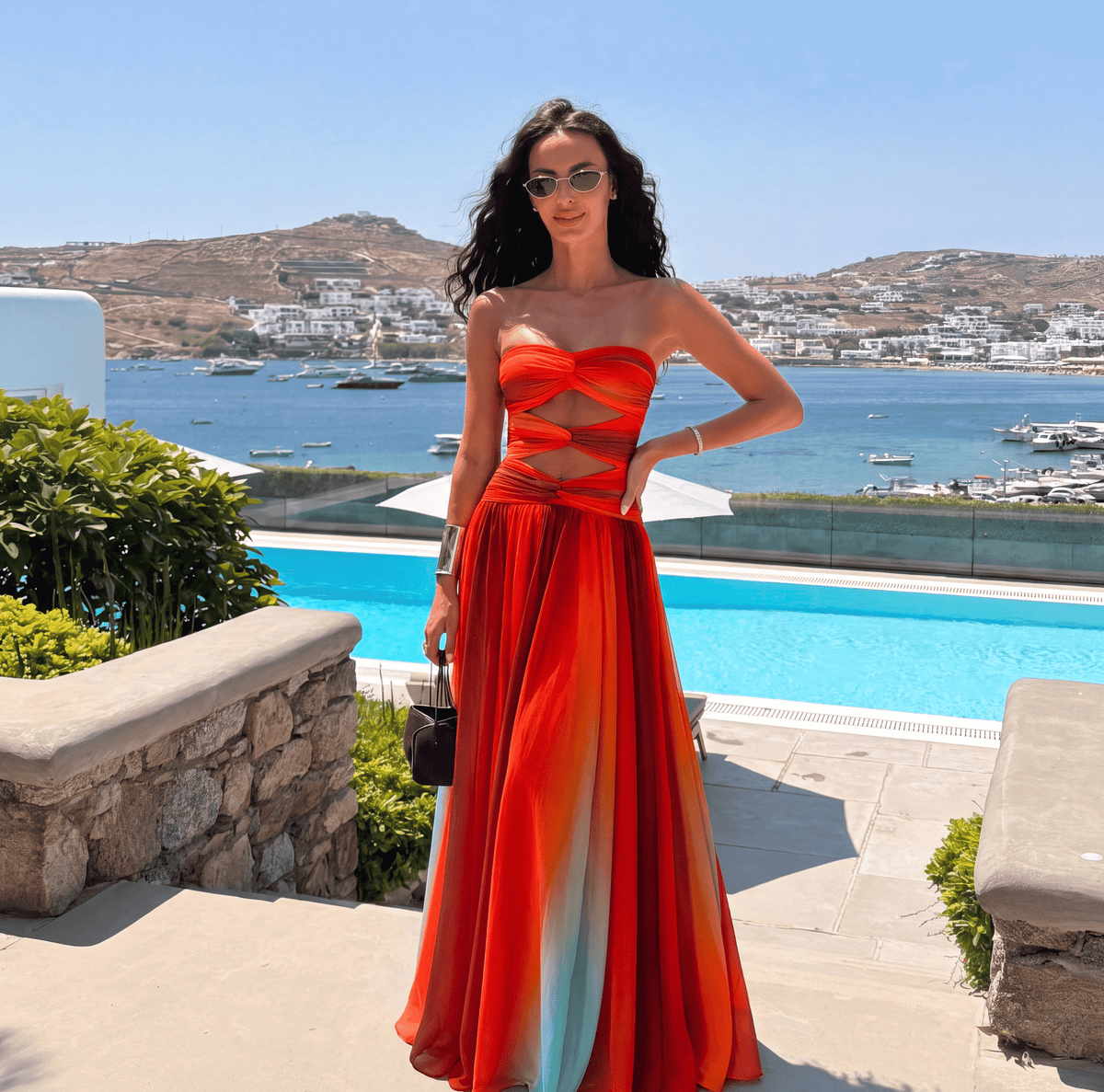 Vestido maxi Aiselta com nó