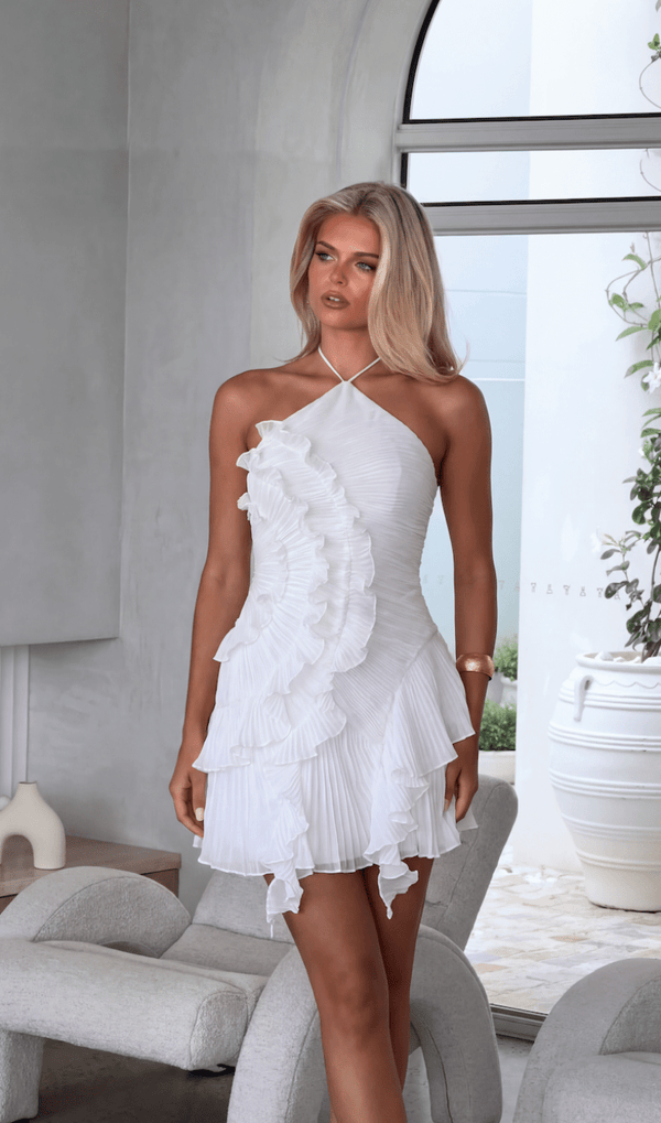 Vestido mini Aisende com folhos