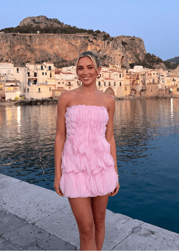 Vestido mini Aisene em chiffon