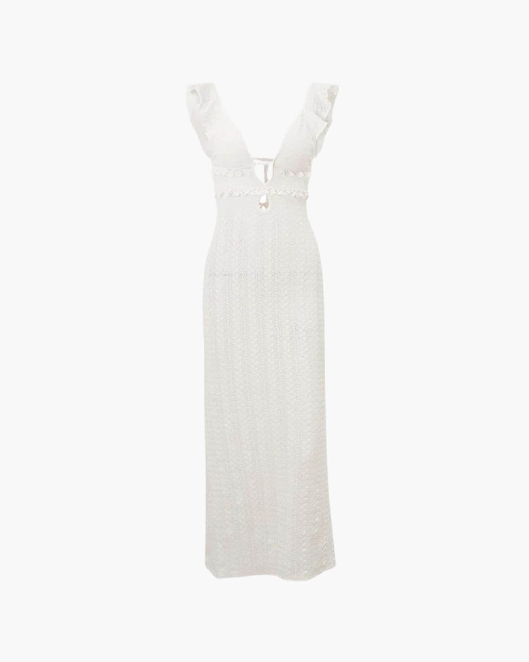 Vestido comprido de renda com decote profundo Aisin