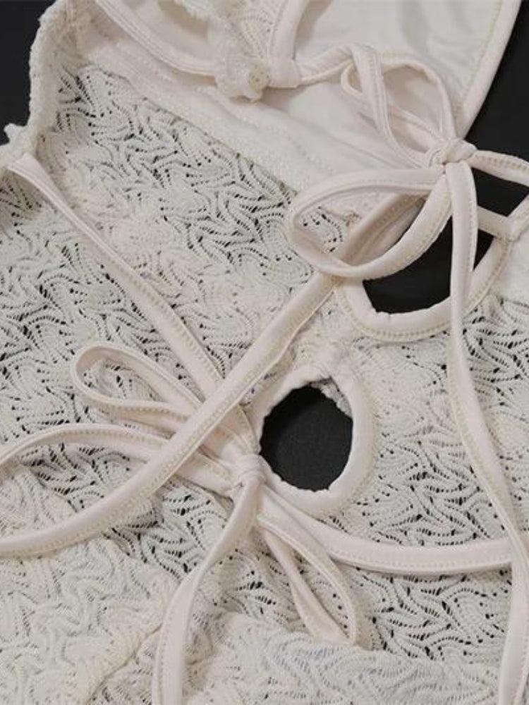 Vestido comprido de renda com decote profundo Aisin