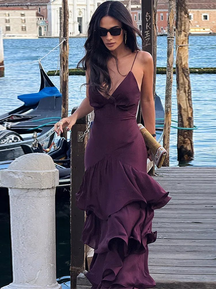 Vestido de alças Aisley com folhos