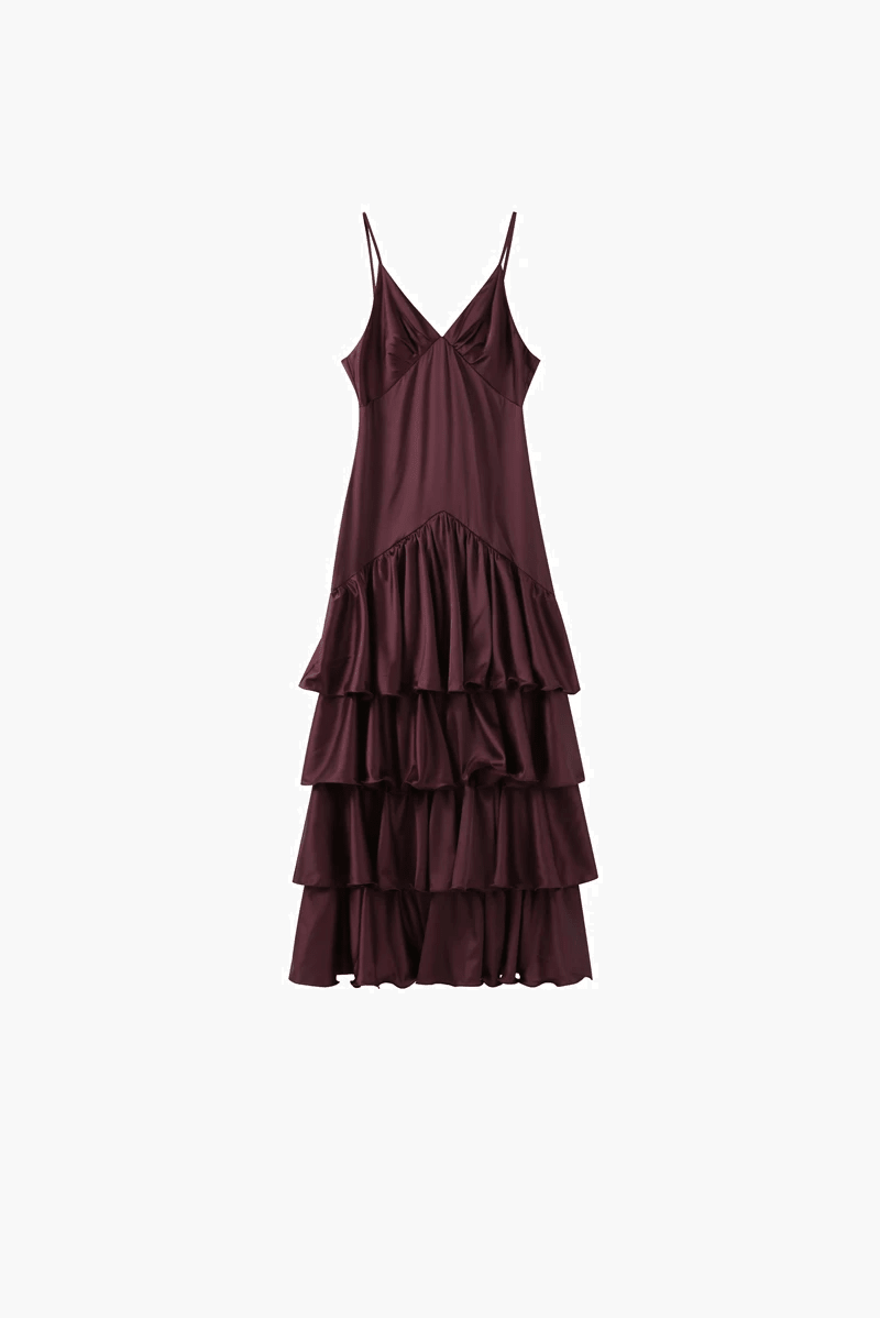 Vestido de alças Aisley com folhos
