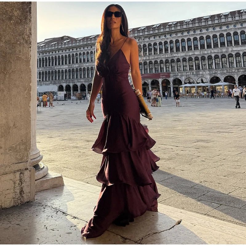 Vestido de alças Aisley com folhos