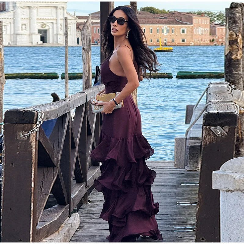 Vestido de alças Aisley com folhos