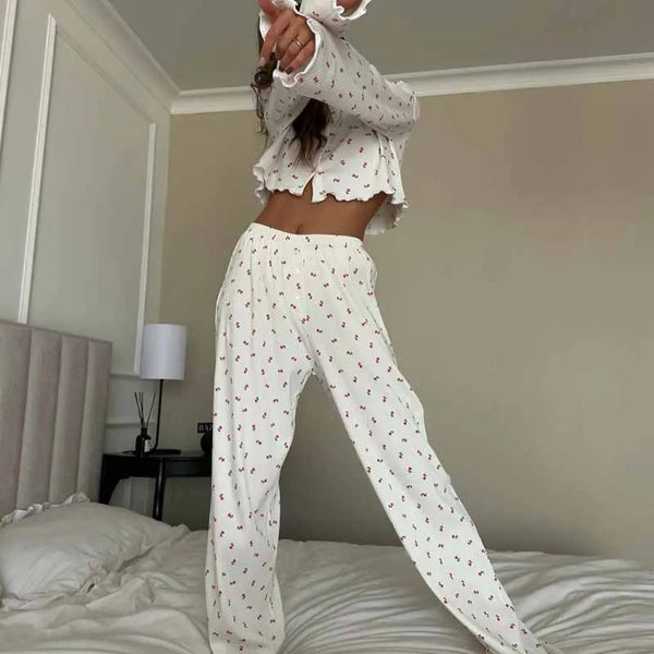 Conjunto de pijama floral de manga comprida Aiza