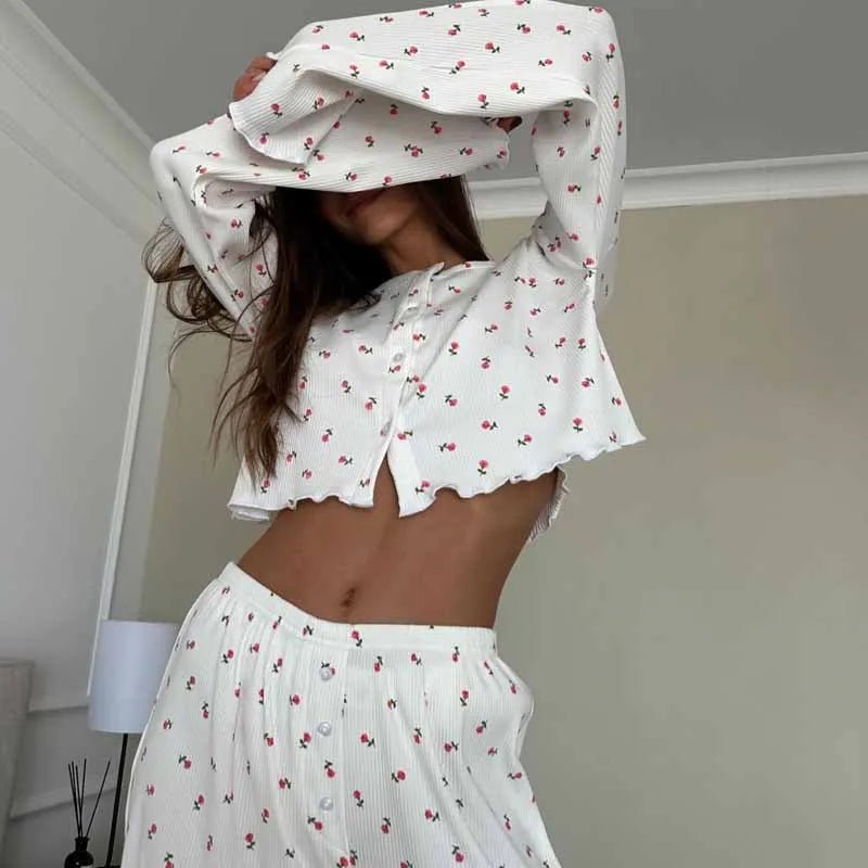 Conjunto de pijama floral de manga comprida Aiza