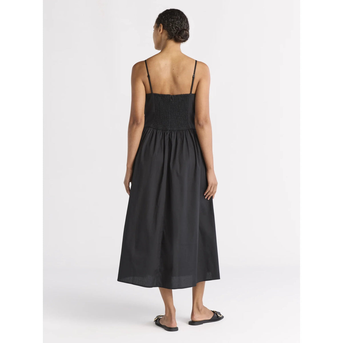 Vestido midi Alecto plissado com alças finas