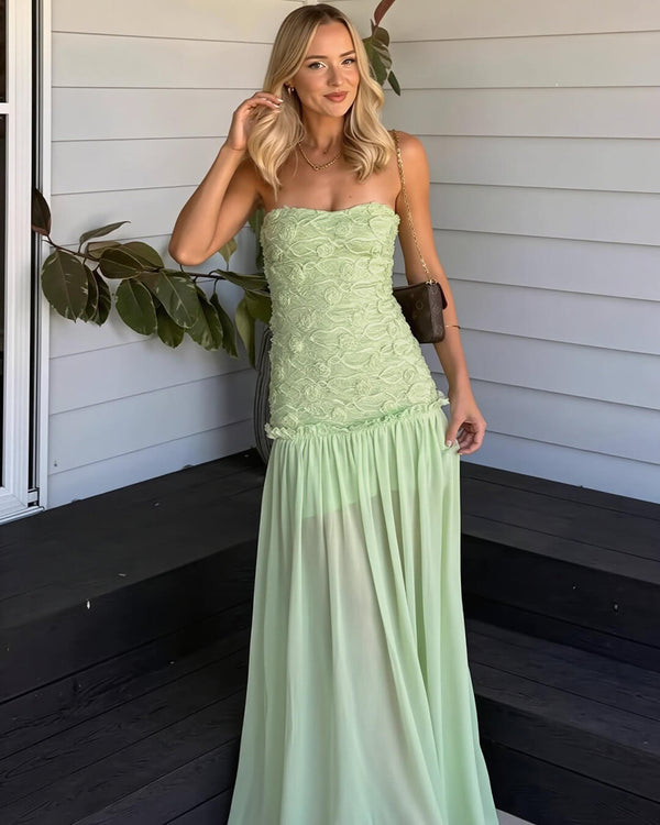 Alice Strapless Floral Lace Maxi Dress
