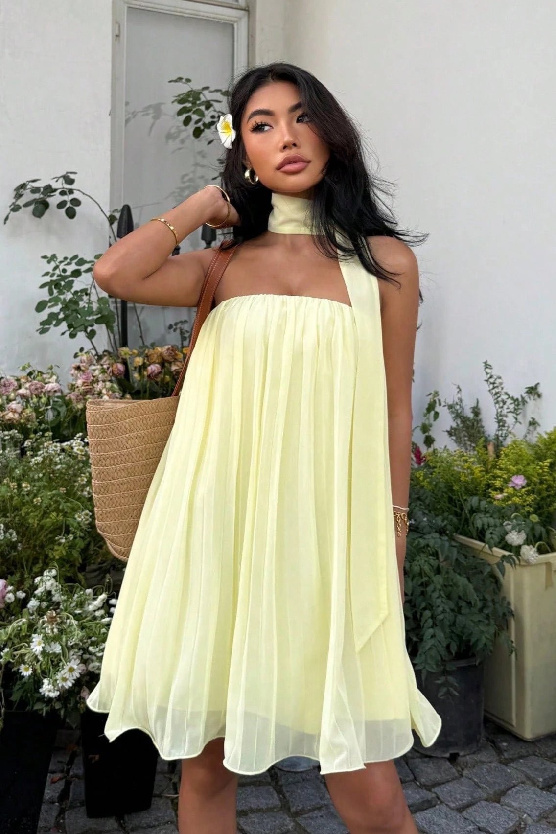 Vestido mini Aliya franzido tipo bandeau