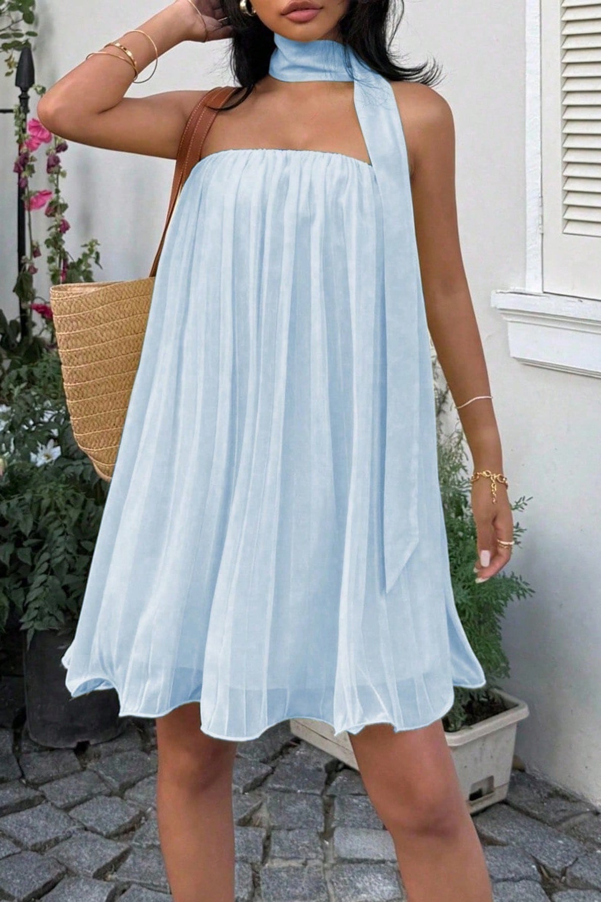 Vestido mini Aliya franzido tipo bandeau