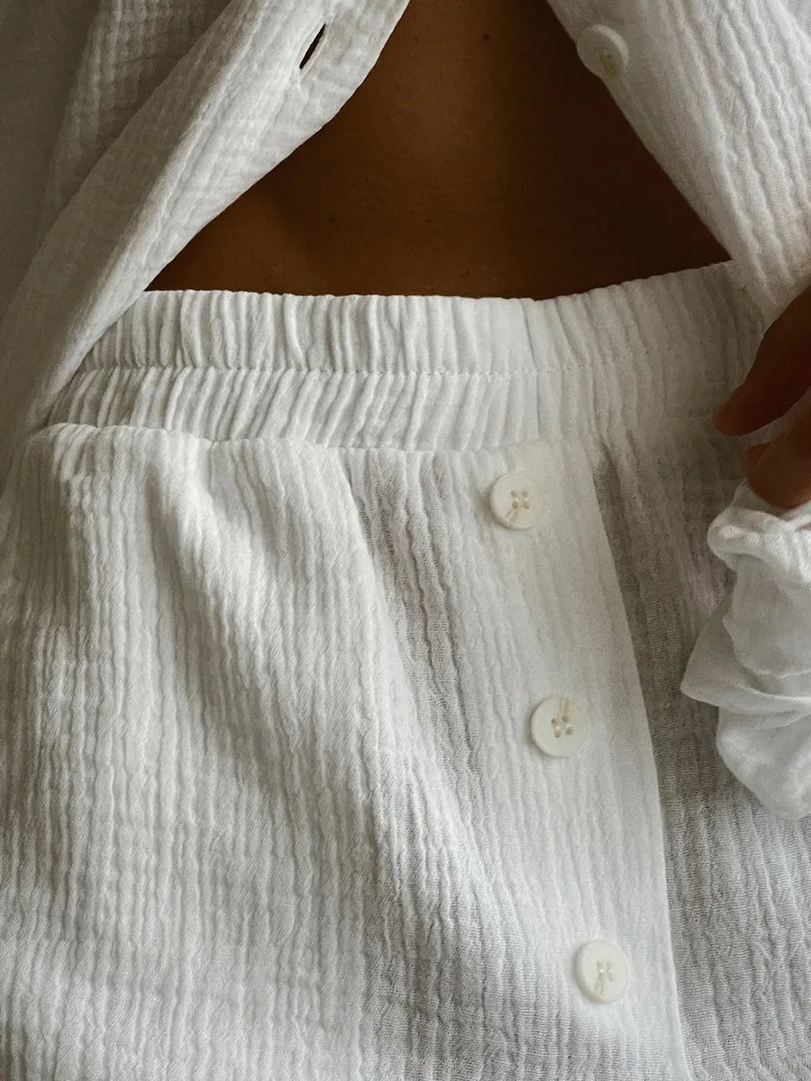 Conjunto de pijama de algodão com mangas compridas Amanda
