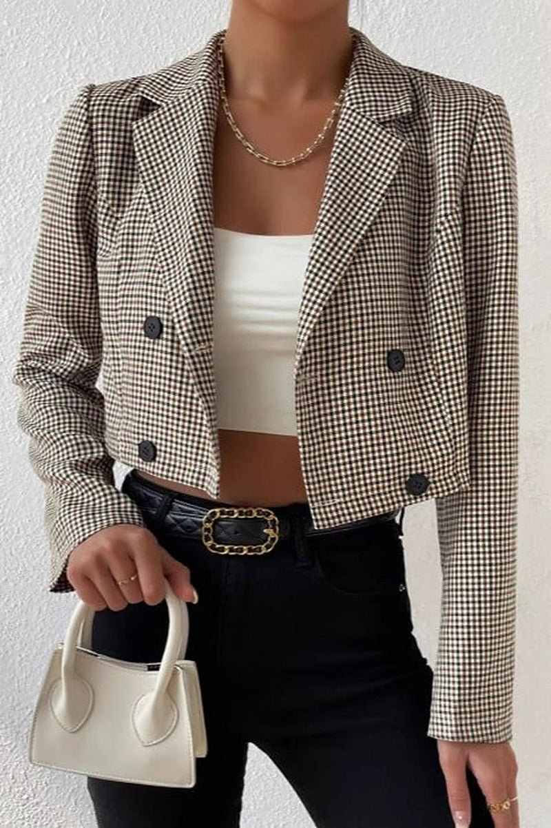 Blazer curto de pied-de-poule Amelia