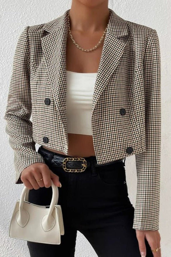 Amelia Houndstooth Cropped Blazer