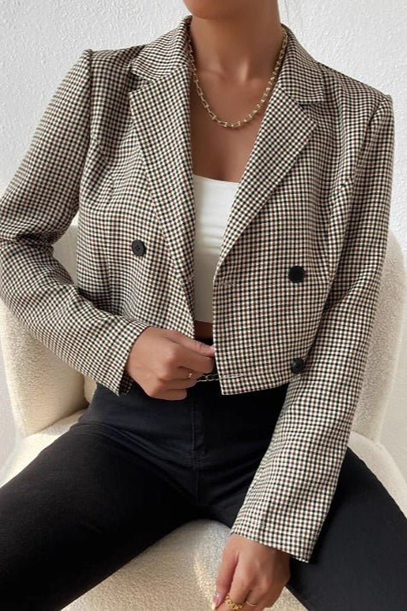 Blazer curto de pied-de-poule Amelia