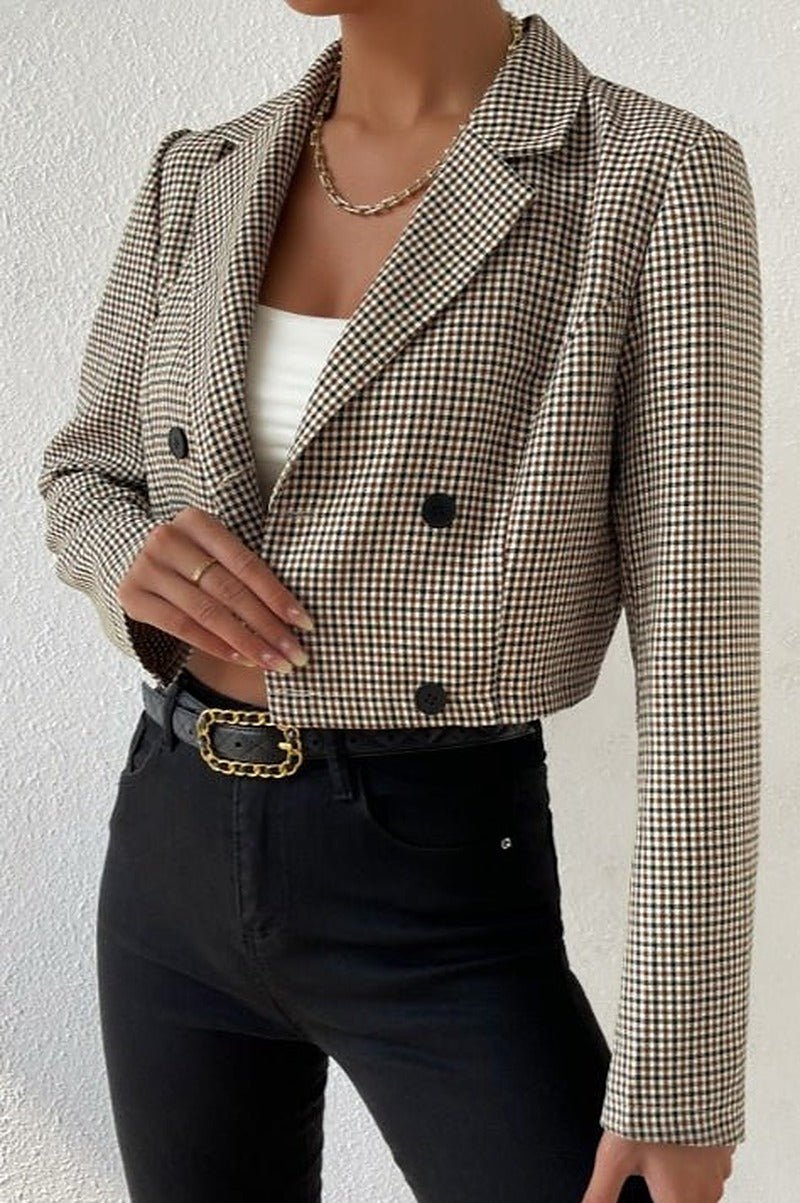 Blazer curto de pied-de-poule Amelia