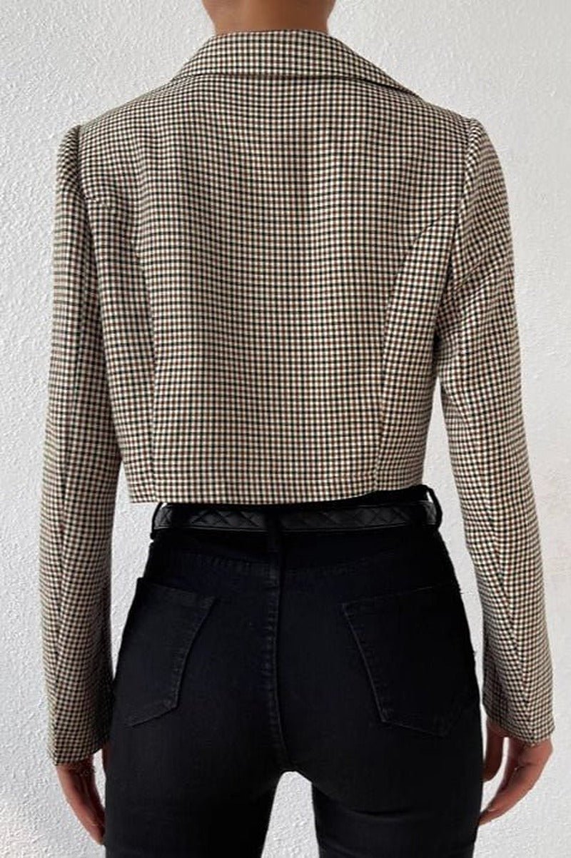 Blazer curto de pied-de-poule Amelia