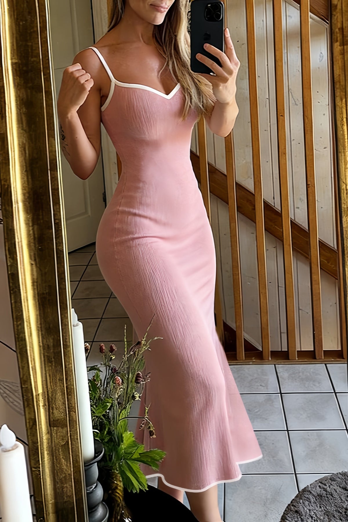 Vestido comprido justo com alças Amelie