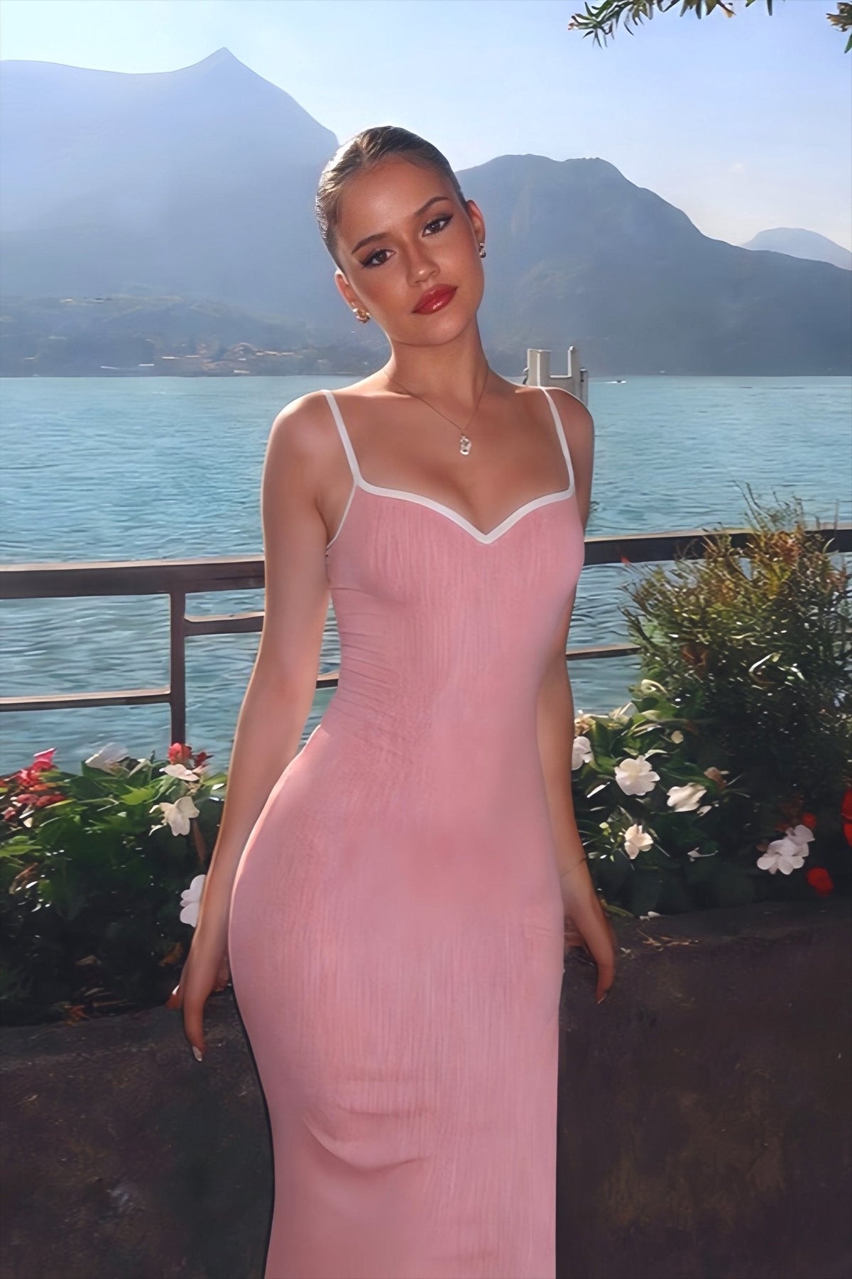 Vestido comprido justo com alças Amelie