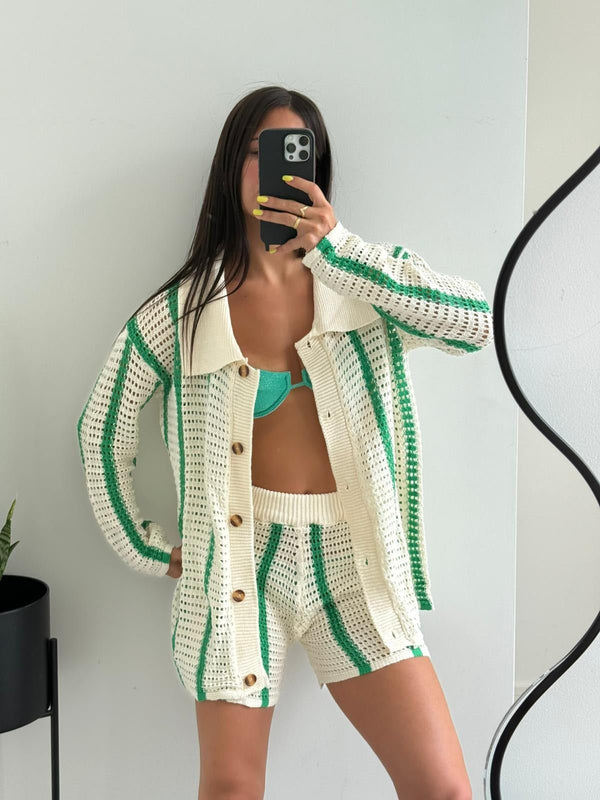 Ana Striped Crochet Two-Piece Set
