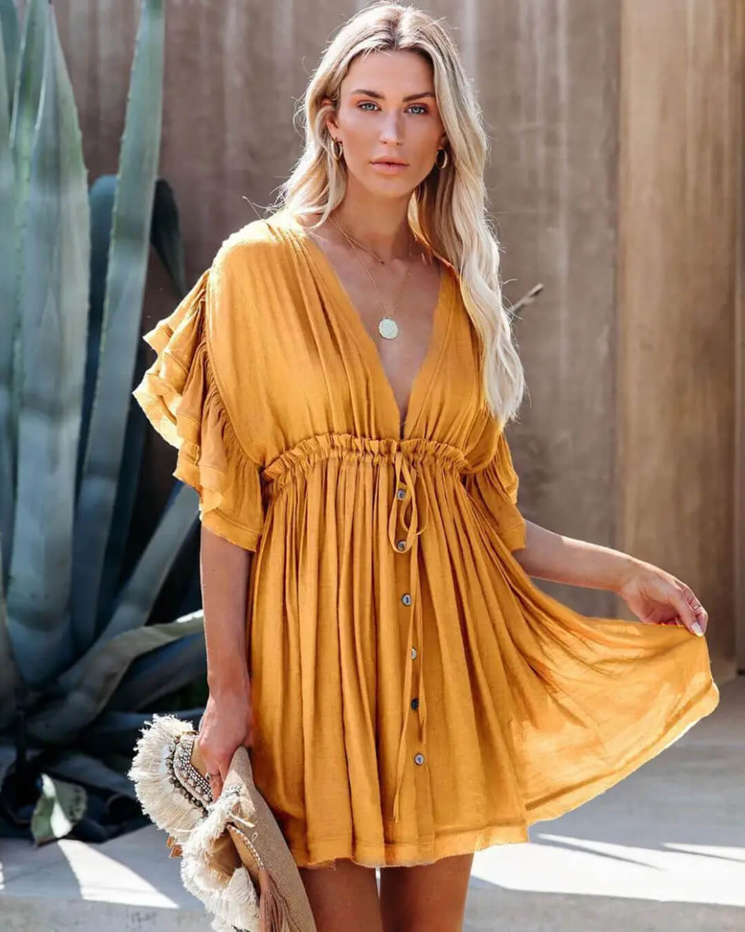 Vestido boho curto babydoll Anabelle