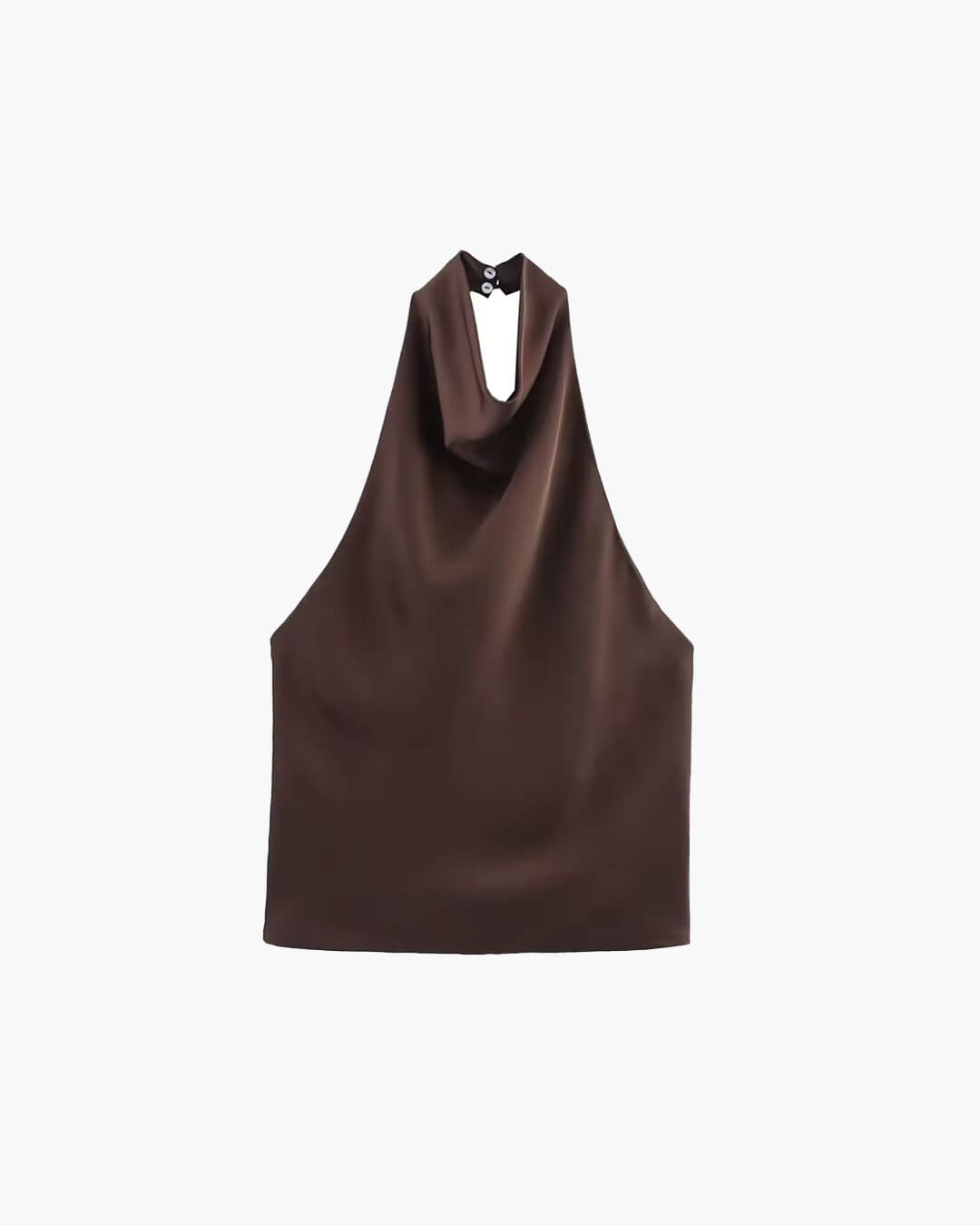Top de cetim com decote halter e costas descobertas Anastasia