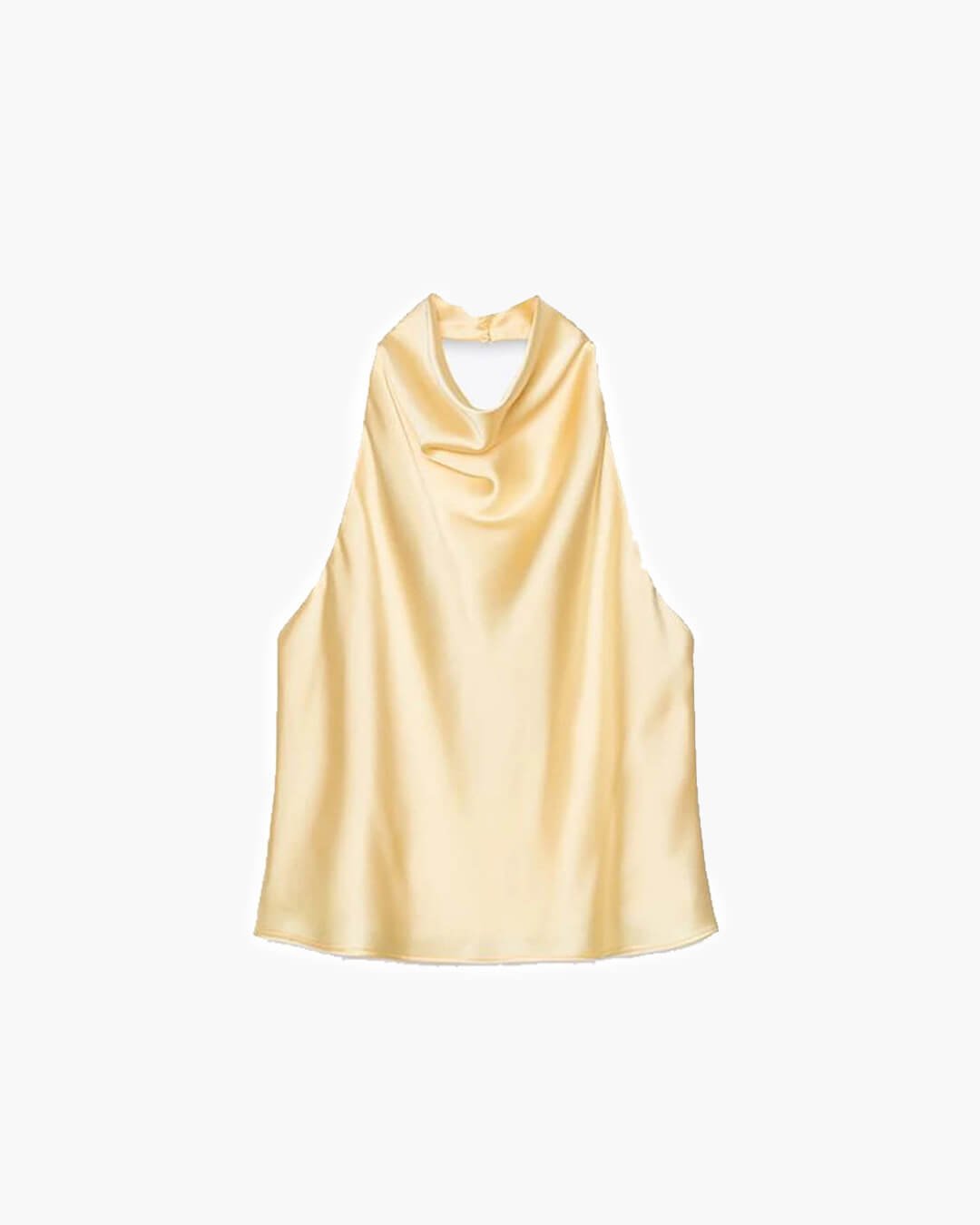 Top de cetim com decote halter e costas descobertas Anastasia