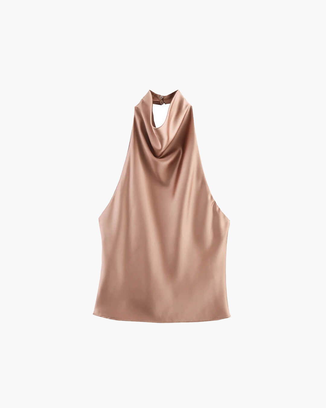 Top de cetim com decote halter e costas descobertas Anastasia