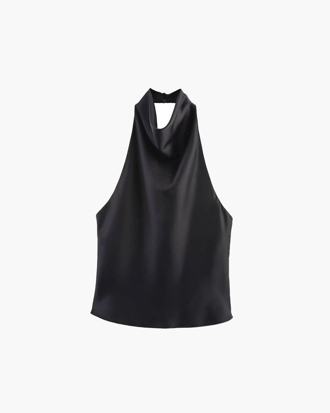 Top de cetim com decote halter e costas descobertas Anastasia