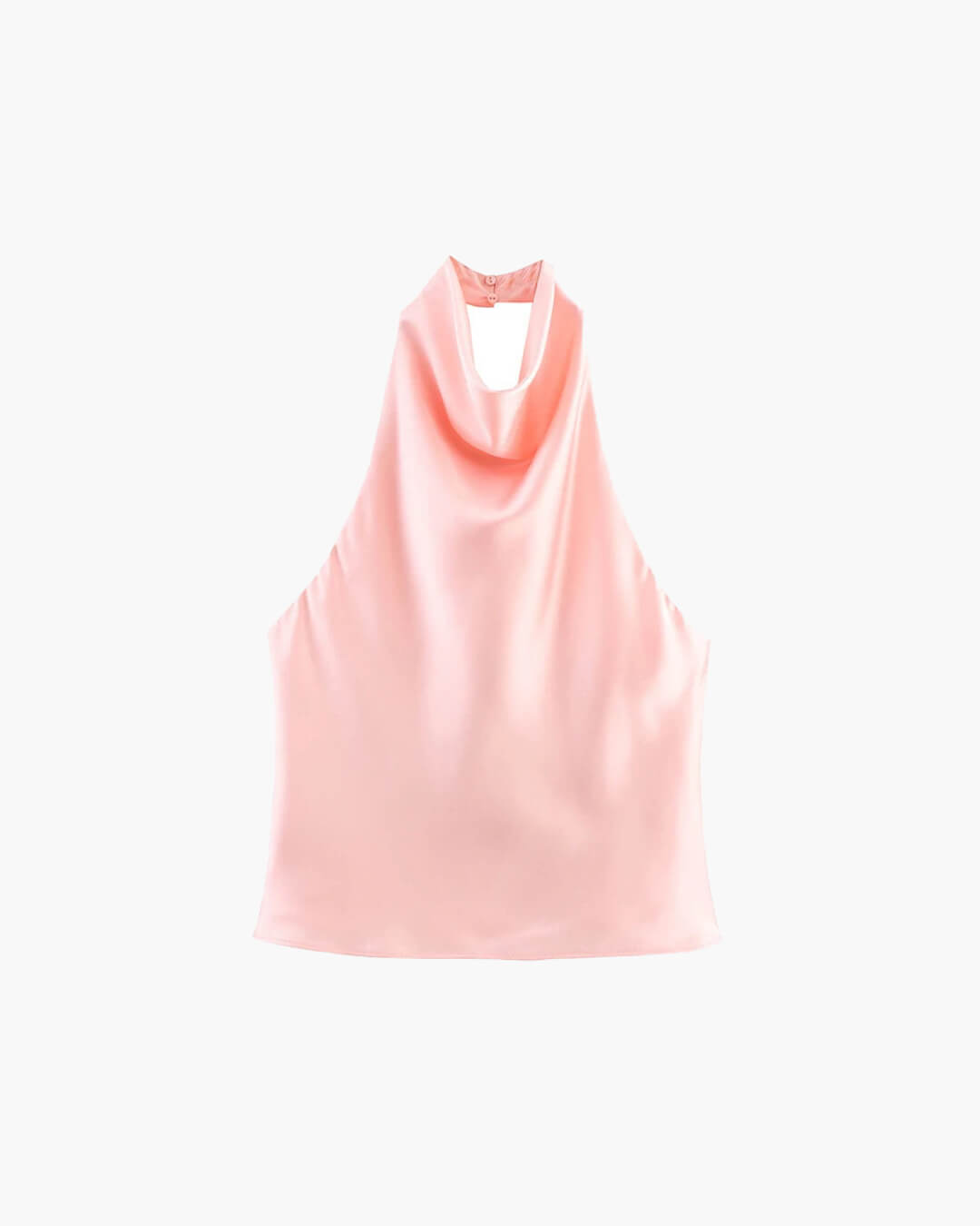 Top de cetim com decote halter e costas descobertas Anastasia