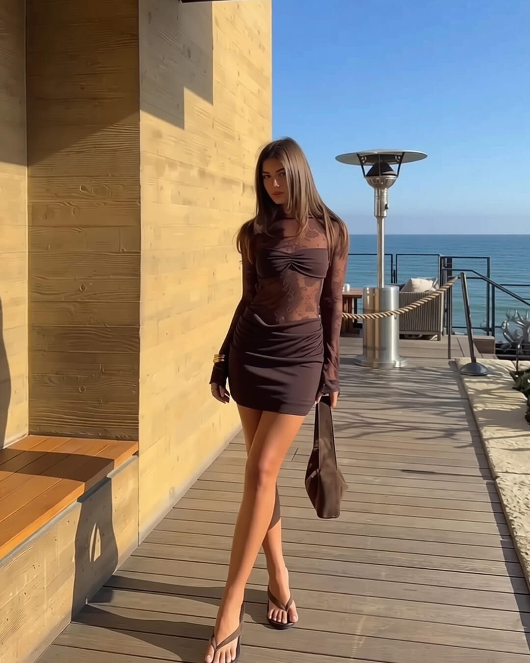 Vestido curto de renda sem costas Angela