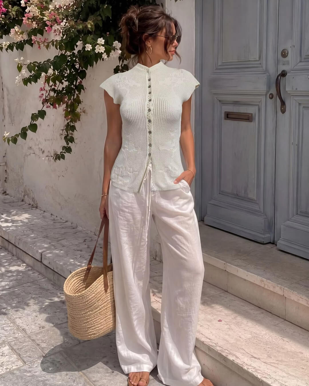 Top Anne de malha com cardigan