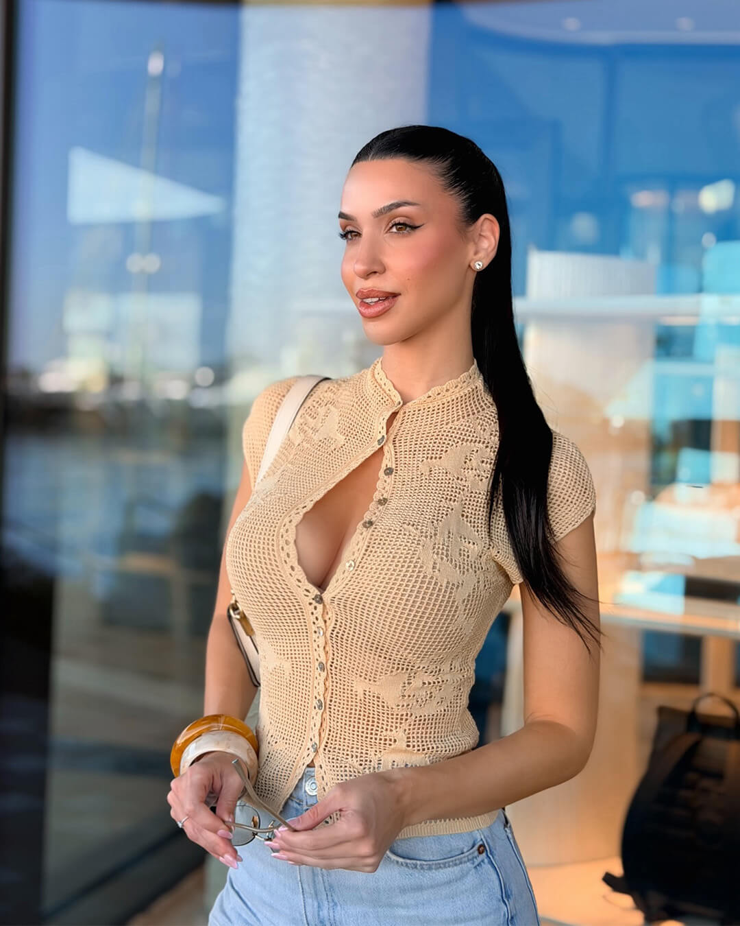 Top Anne de malha com cardigan