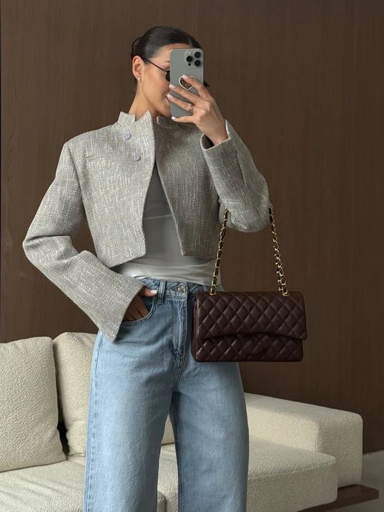 Anneliese Cropped Button-Front Blazer
