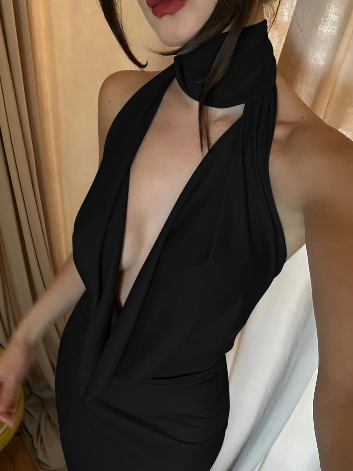 Vestido maxi Annie sem mangas, sem costas e com racha